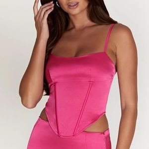 Meshki Desirie Longline Corset Top - Fuchsia